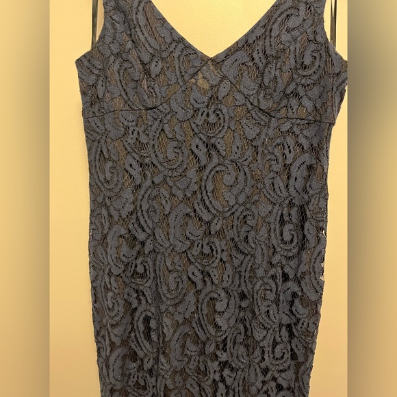 Bcbg formal lace dress, size 12, black with navy lace overlay - Picture 3 of 6